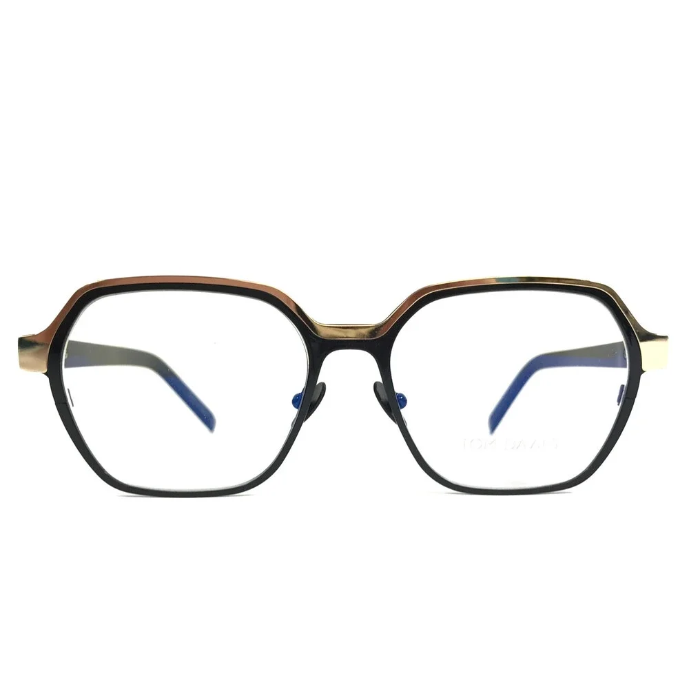 Tom Davies Eyeglasses Frame TD739 Col. 2248 Black Gold Hexagon 51-16-140